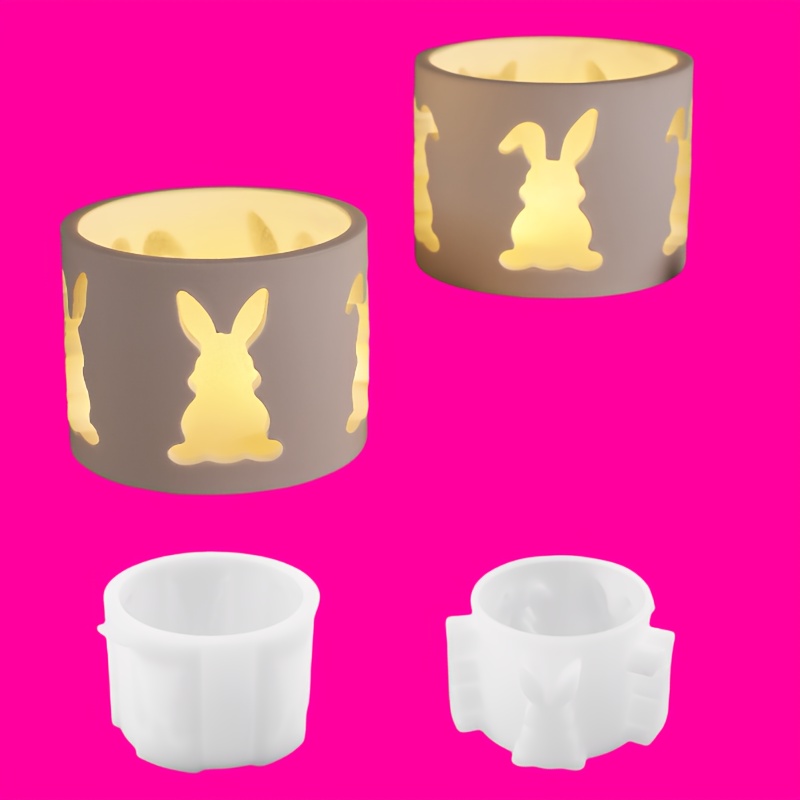 

Resin Casting Molds 2pcs Resin Cement Hollow Rabbit Candlestick Easter - Lamp Silhouette Mirror Silicone Mold