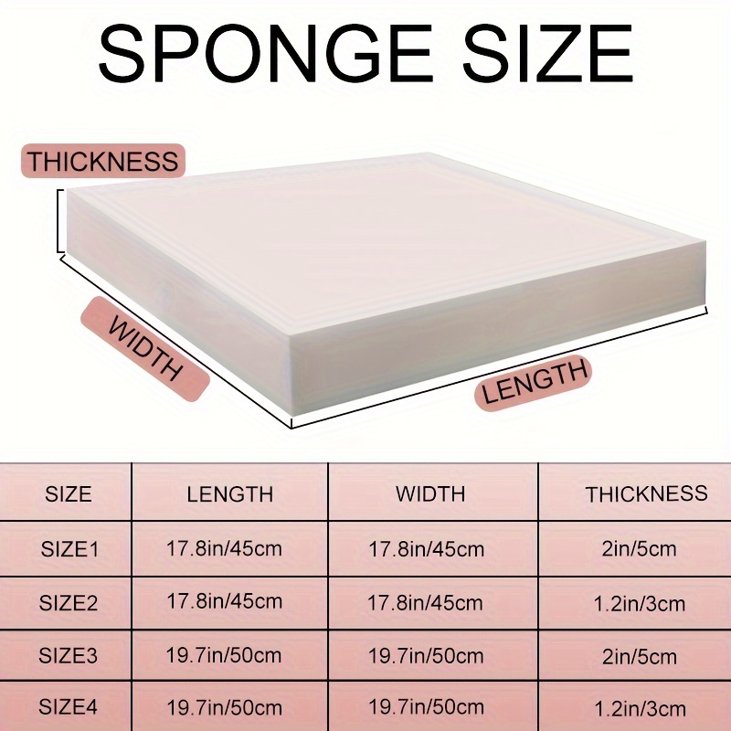 High Upholstery Foam Cushion 2-Pack Indoor/Outdoor High Density Foam  Padding for Dining Chairs, Square Seat Cushion Replacement, Elastic