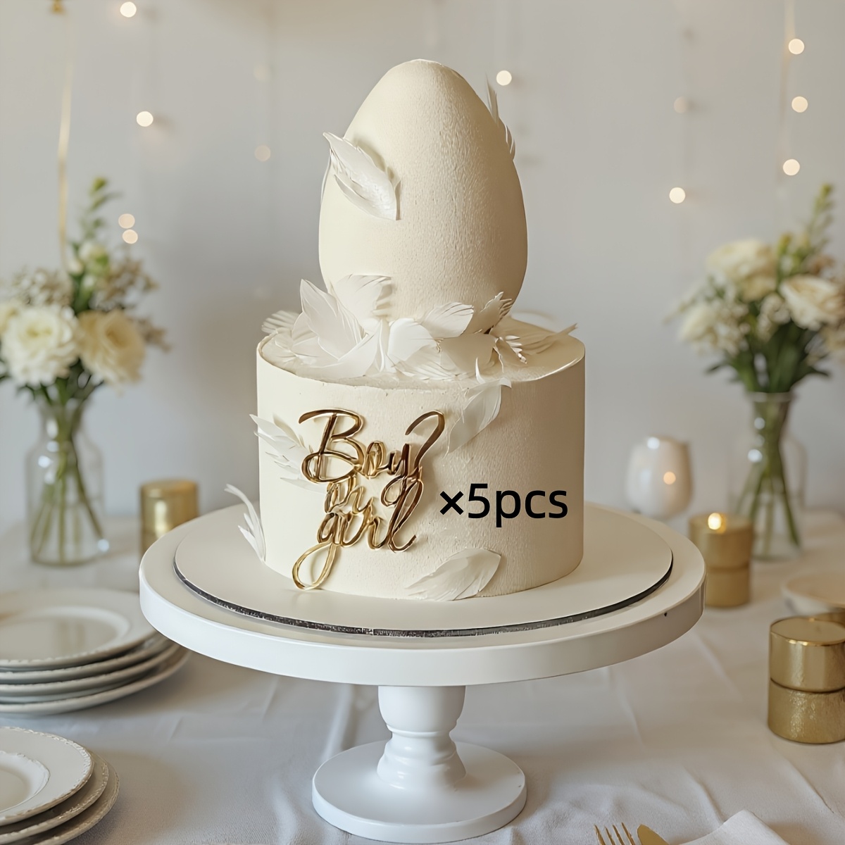 TEMU Decorazione per torta di nascita " Beb癡" in acrilico da 3/5/7 pezzi, forniture per decorazione torta per feste di baby shower, decorazione per