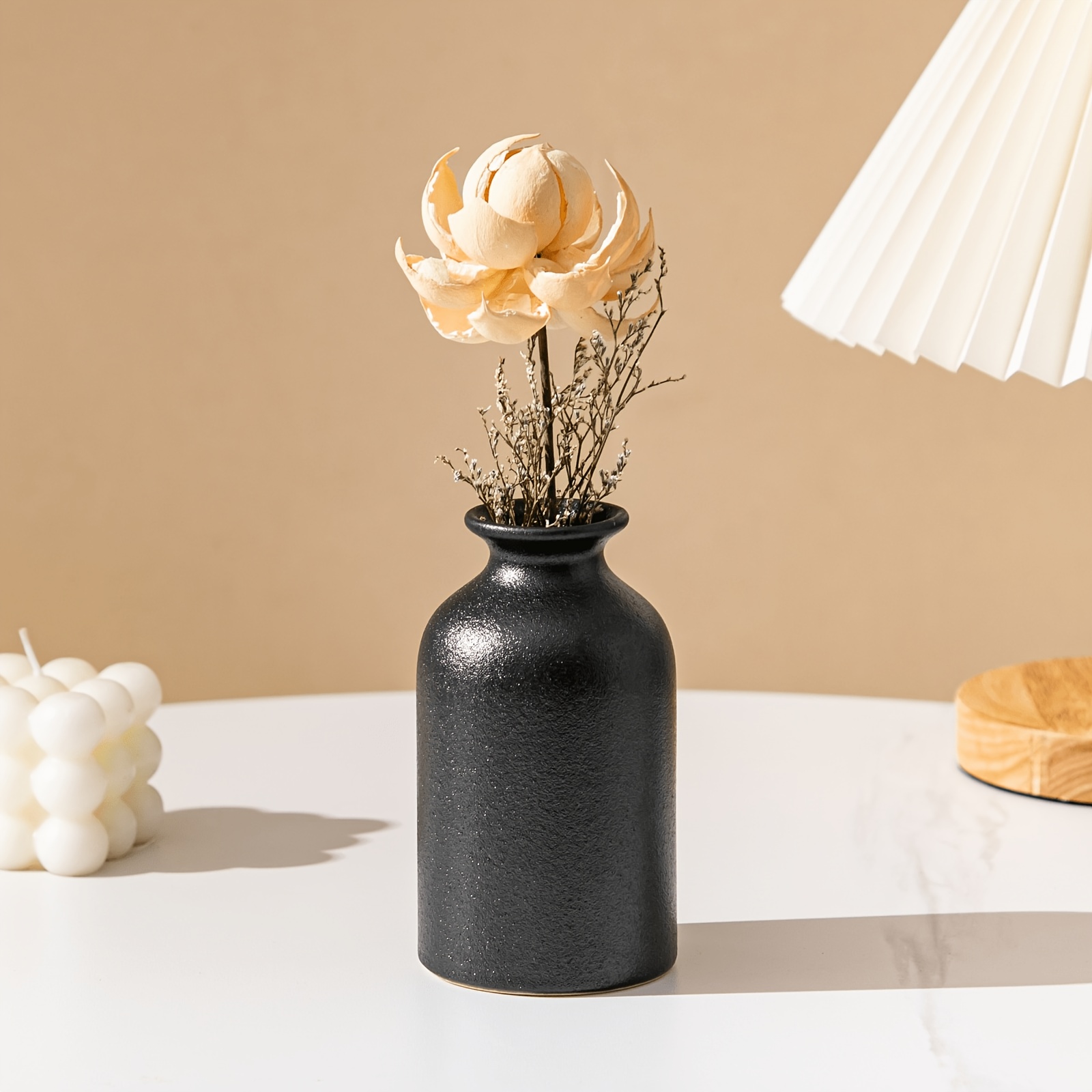 TEMU 1pc Bohemian Matte-finished Plastic Vase Charming White Durable Plastic Hydroponic Vase, Decorating , Offices, Countryside Areas, Or Modern
