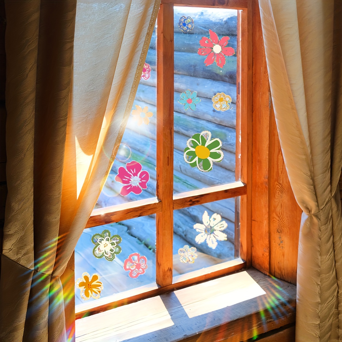 

Vibrant Daisy Sun Window Cling - 5mil , Reusable Static Pvc Sticker, Dual-sided, For Home & Garden Decor