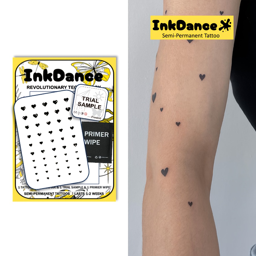 Image of Inkdance Small Love Tattoo Sticker Cute Semi-permanent Tattoo Sticker Temporary Tattoo Sticker For Women Fake Tattoo Realistic Natural Plant Formula Gift X014