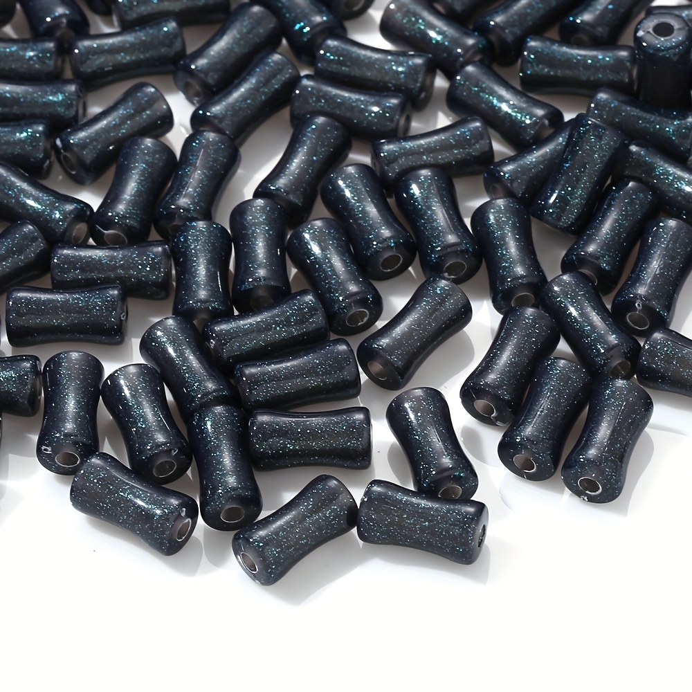 50pcs 6x14mm Random Mix Fine Glitter Small Bamboo Tube Acrylic Beads Loose Spacer Beads For Diy Fashion Jewelry Craft Accessories