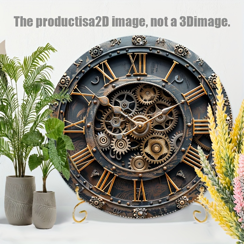 

Steampunk Gear Clock Aluminum Wall Art - Durable & Uv Protected Metal Sign For Home, Bar, Cafe, Garage Decor - Easy To Hang, Scratch & Flame Resistant (8"x8")