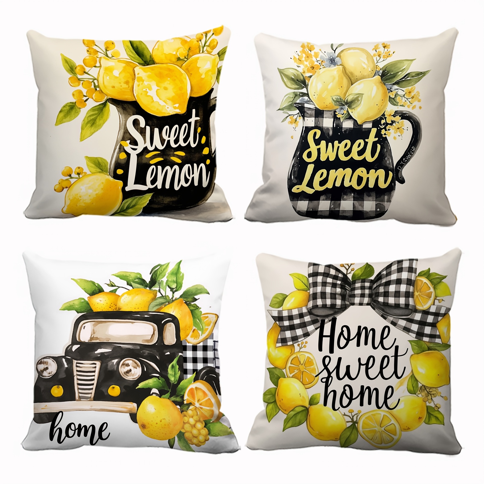 

4-pack Rustic Country Style Polyester Throw Pillow Covers, And Car Accent, Hand Wash, Zipper Closure, Decorative Cushion Cases For Sofa, Living Room, Bedroom, Outdoor - Single-sided Print, No Insert