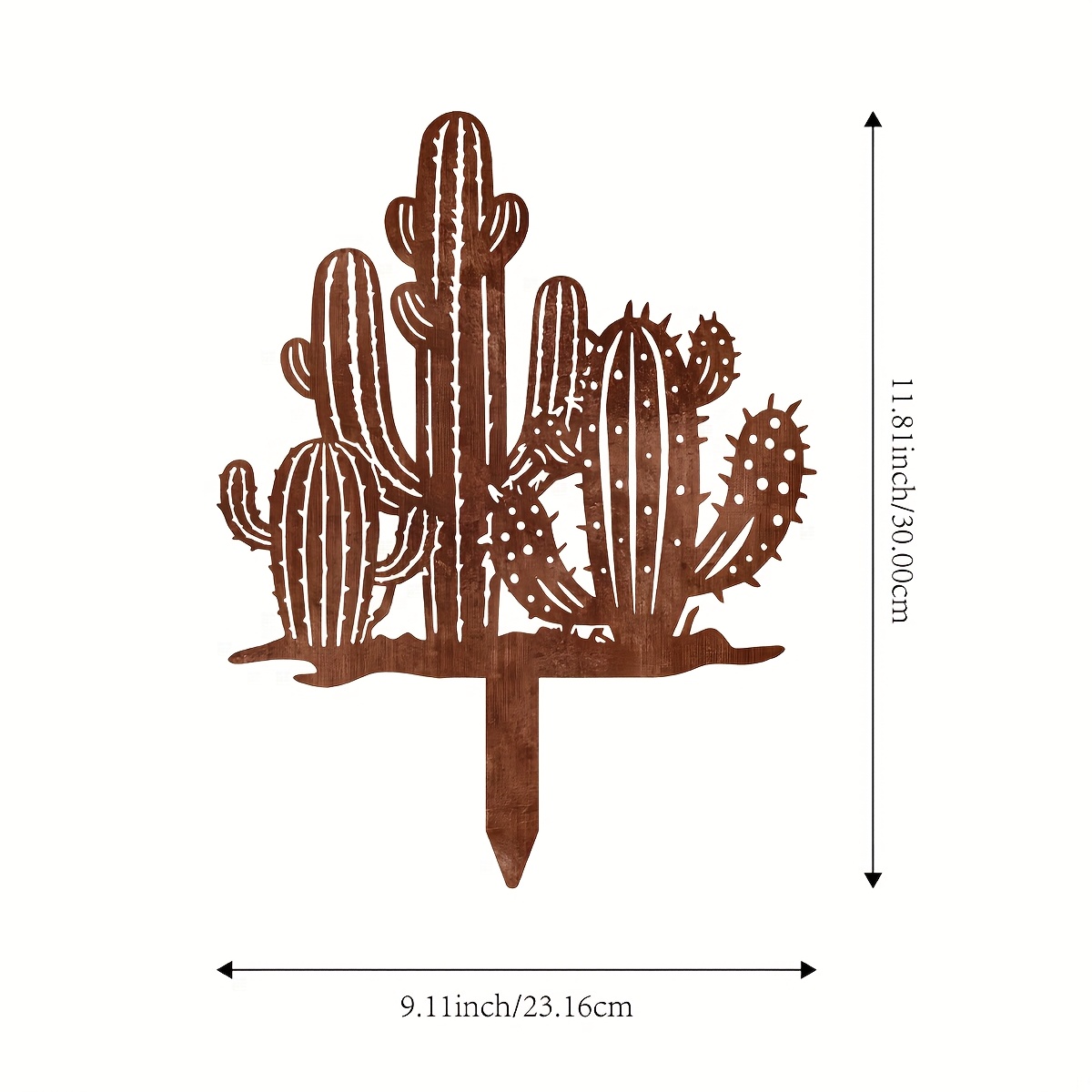 TEMU 1 pièce Piquet de Jardin en Métal Cactus Rouillé, Piquet de Jardin en Métal Cactus Rouillé, Panneau d'Art de Pelouse de Patio, Décorations de