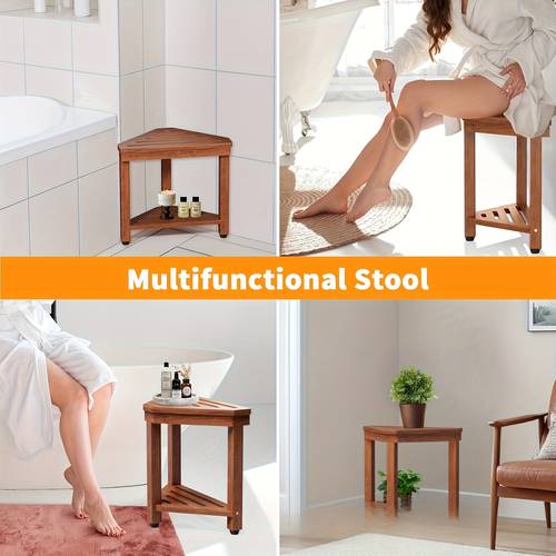 acacia wood bathroom double tier storage rack rustic modern countertop organizer with 2 shelves 27 height 3 2 cu ft capacity for toiletries soap aromatherapy easy assembly durable toiletry holder smooth texture shelves