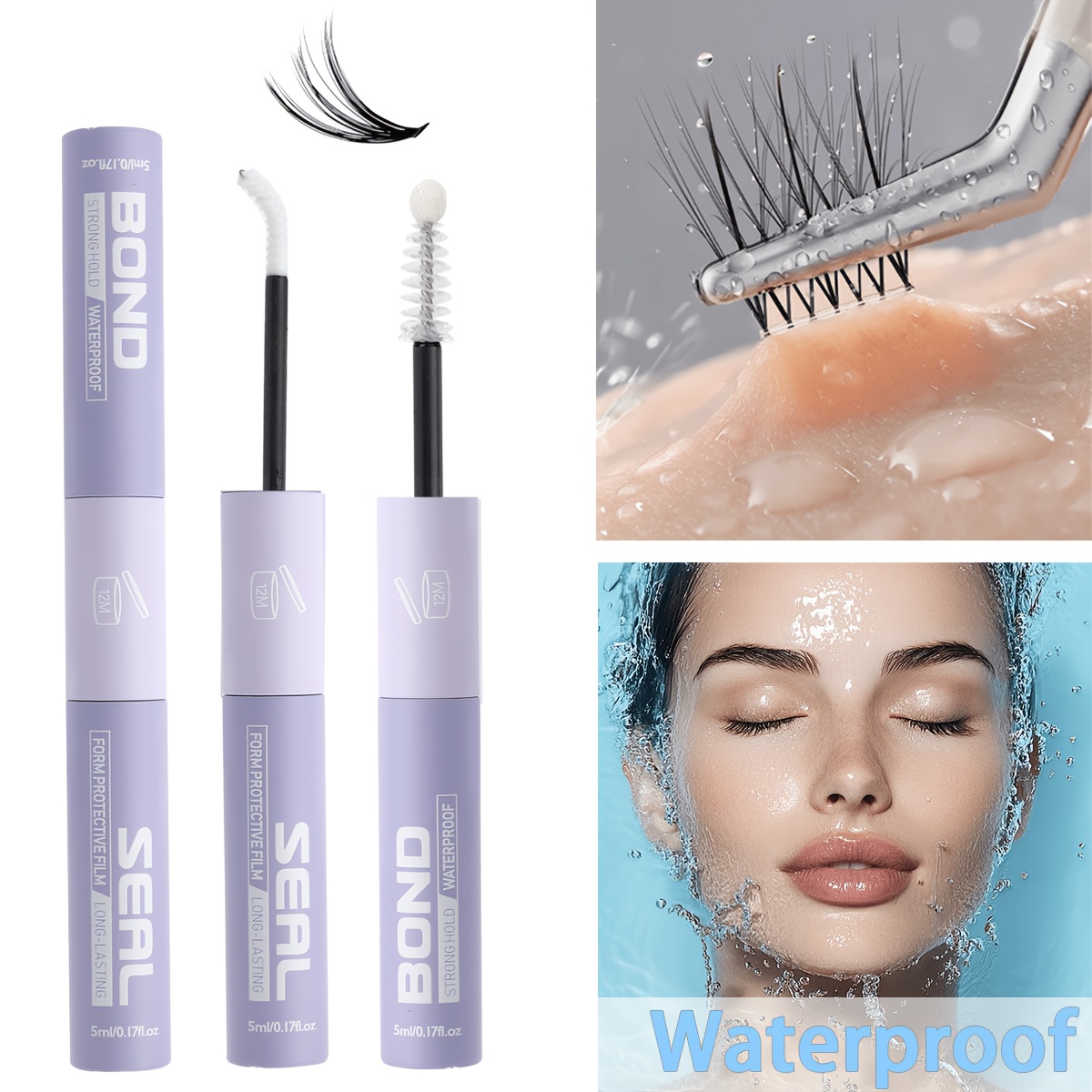 Image of 2-in-1 Long-lasting Eyelash Adhesive, Suitable For Cluster Lash Extensions, Super Strong Bonding And Setting, Lasts Up To 72 Hours, Waterproof And Sweatproof, Gentle