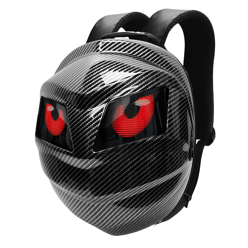 Sac à dos LED lumineux cool pour motards avec casque intégral, offrant une capacité de stockage super large
