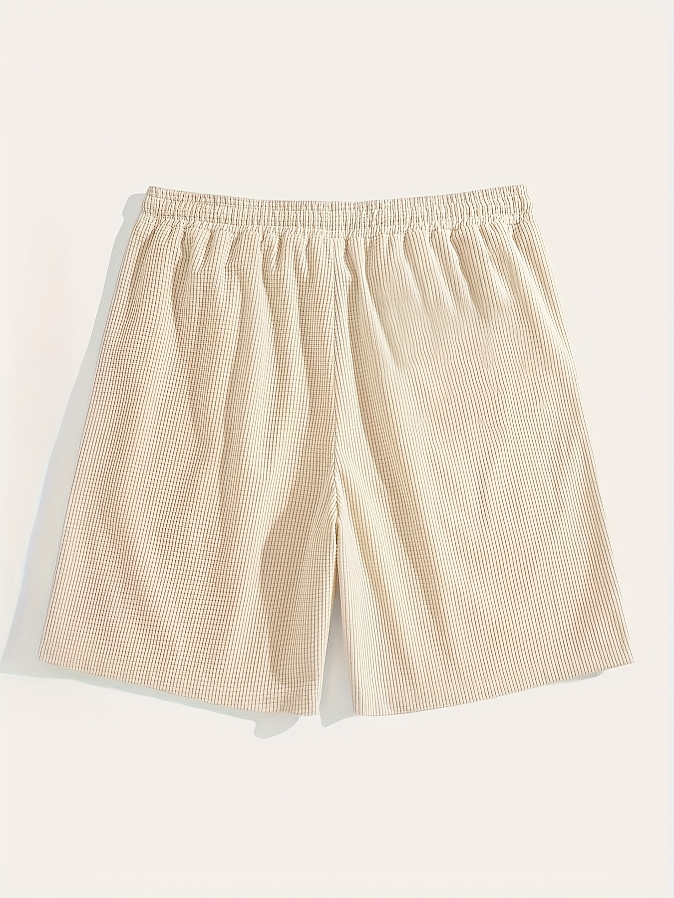 Men'S Casual Corduroy Shorts - Summer Beach Style, Light Brown, Drawstring Waist, Loose Fit, Lightweight & Breathable for Casual Attire, Beach Shorts