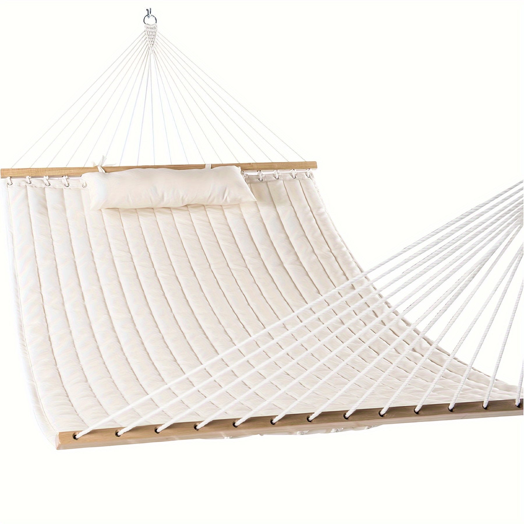 

Double Quilted Fabric Swing Hammock With Pillow 55 Inches Beige