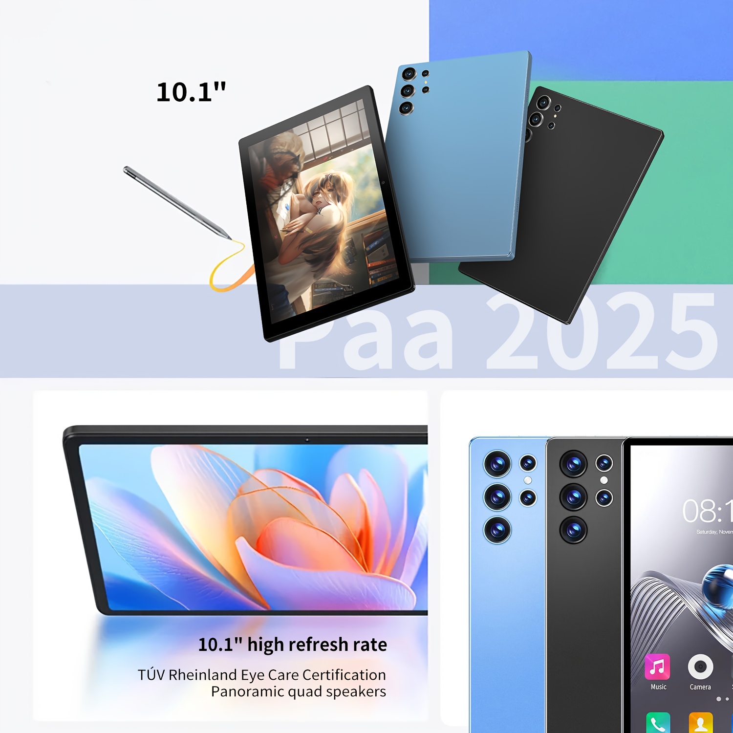10.1-инчов Android 13 Таблет, 4GB RAM 64GB ROM, 1920*1200, 5MP+8MP Двойна Камера, Wifi & Bluetooth, Подходящ за Офис и Училище