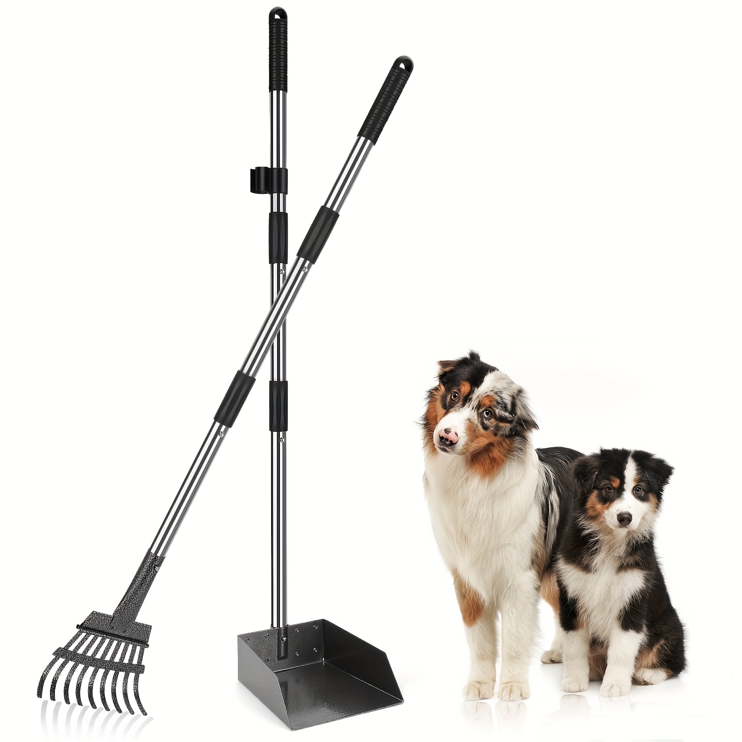2pcs 3pcs dog  er scooper  er scooper with adjustable long handle dog   tray durable metal rake and tray spade for large medium small dogs   scooper for lawns grass dirt gravel