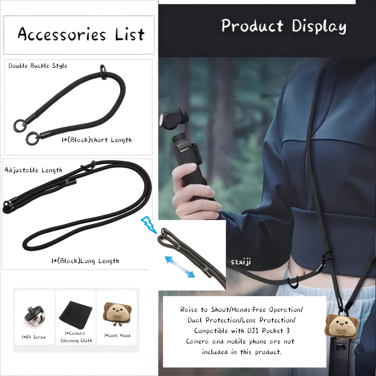 E-shop Zubehör passend für DJI Pocket 4/3, einschließlich Umhängebänder, Handschlaufen Umhängegurten für die Pocket Kamera, sowie Schutzhüllen für