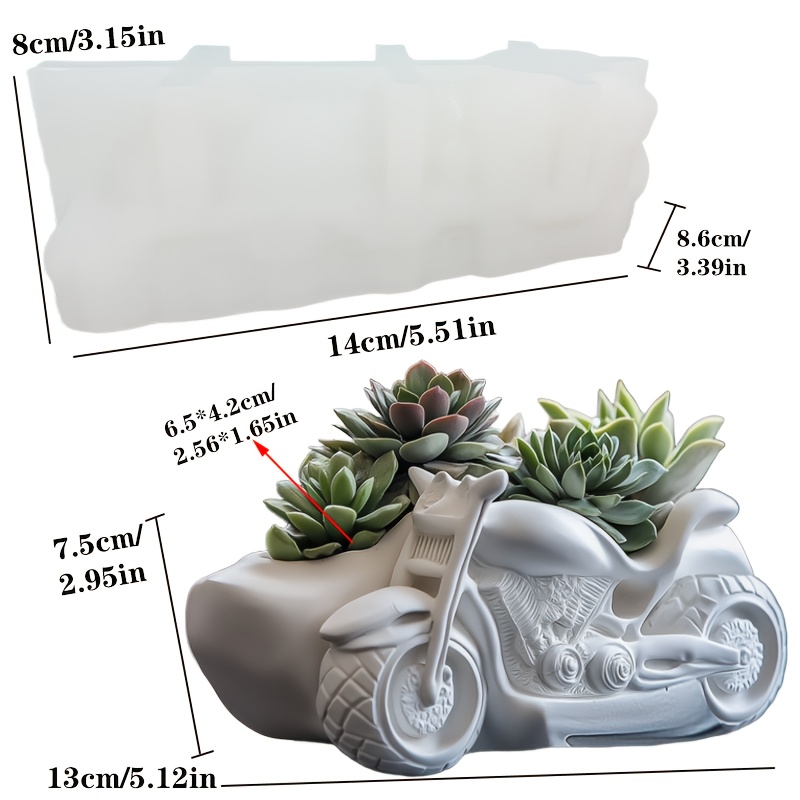 Image of 3d Motorcycle Flowerpot Pen Holder Resin Silicone Mold Creative Motorcycle Gypsum Clay Concrete Candle Cup Handmade Mold Home Decoration Holiday Gift