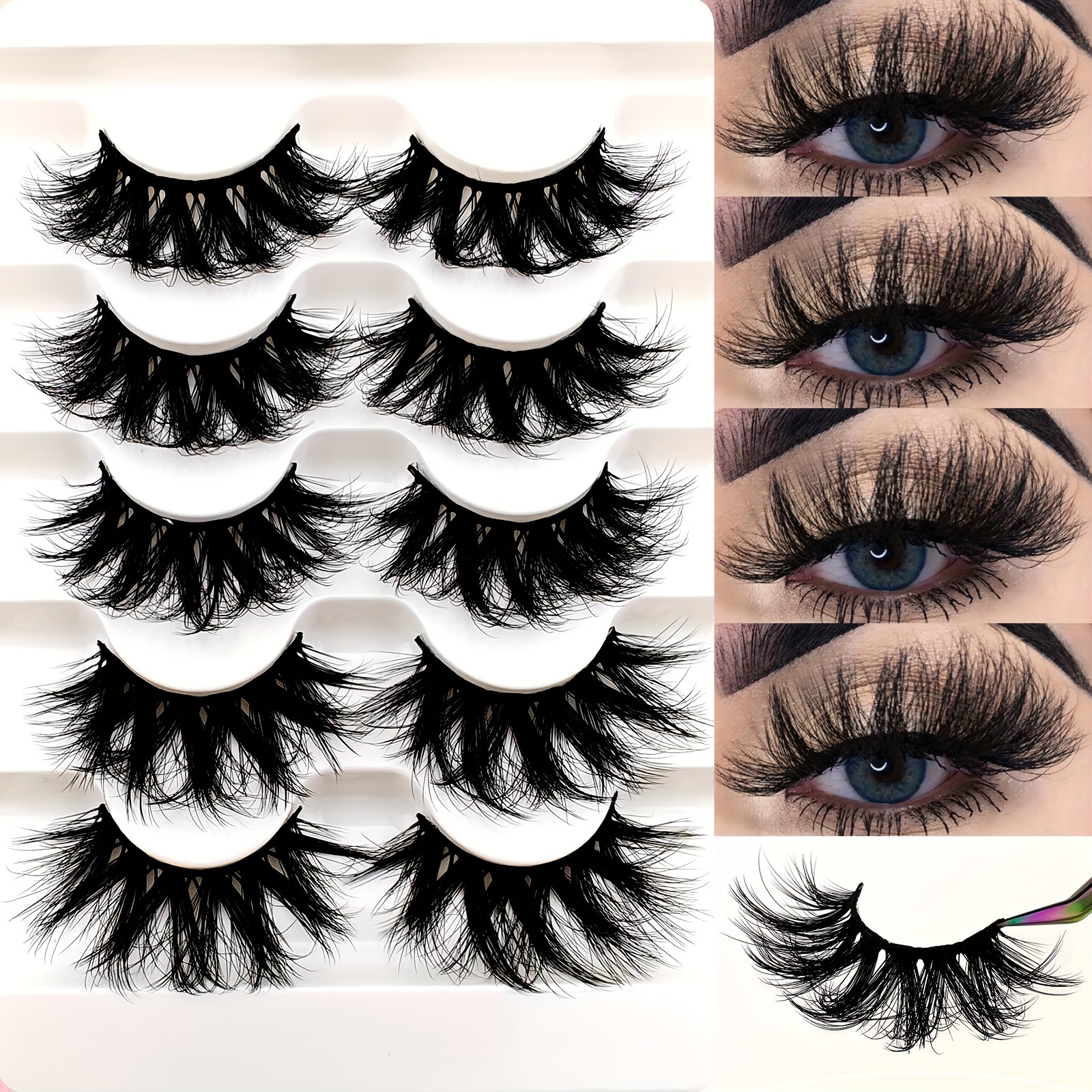 

Ersin & 5pcs Eyelashes - , & Fluffy, Volume, Reusable -