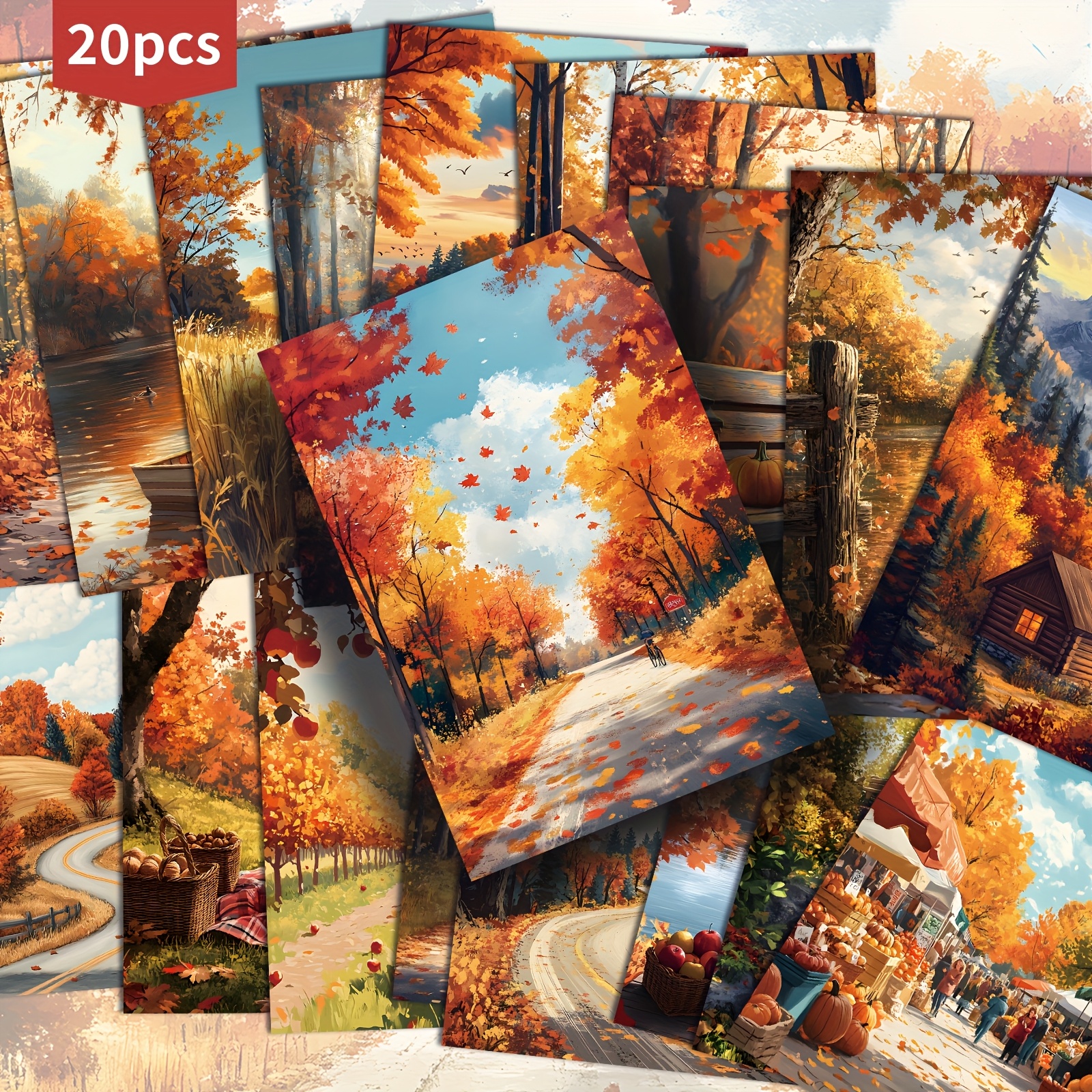 TEMU Ensemble de 20 cartes postales sur le thème de la automnale - 4X6 pouces, parfaites pour les journaux intimes, présentant une art , idéales pour
