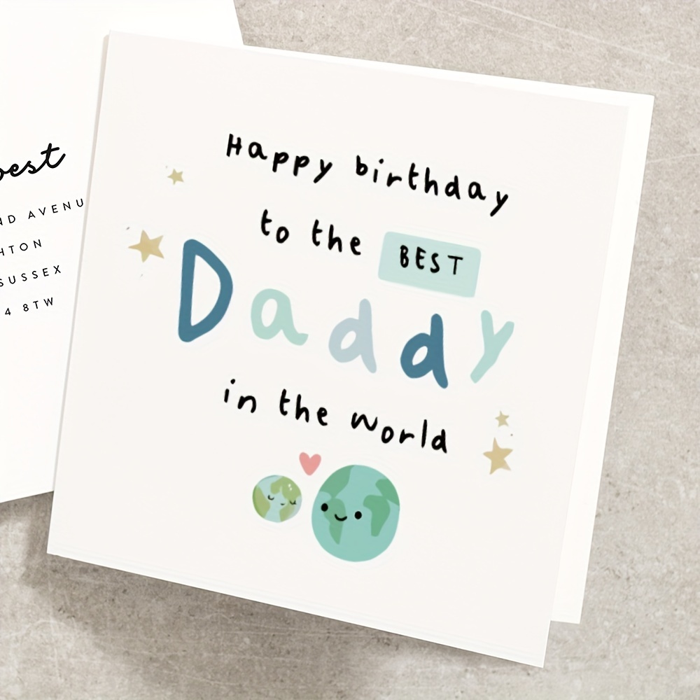 

Best Daddy In The World Birthday Card With Envelope – Design For Dad Or Husband, First-time Fathers, Includes Stars And , Fathers Day Gift