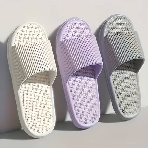 fashionable awesome eva mens and womens summer slippers non slip casual slides ribbed texture indoor outdoor use beach and ocean mens and womens slippers multi color