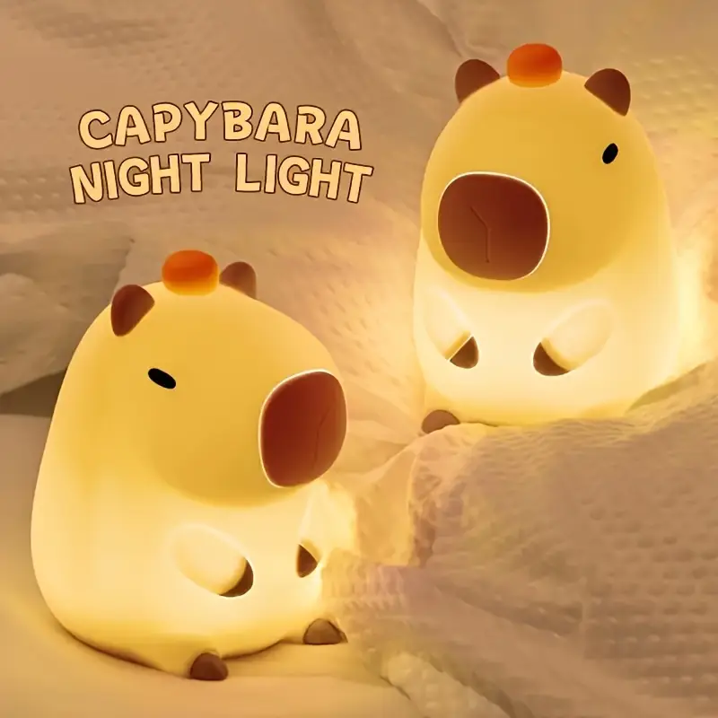 1pc capybara orange night light bedroom sensing sleep companion bedside lamp birthday christmas gift yellow plastic usb powered white light 36 1200mah rechargeable battery no electronic parts Product details 2