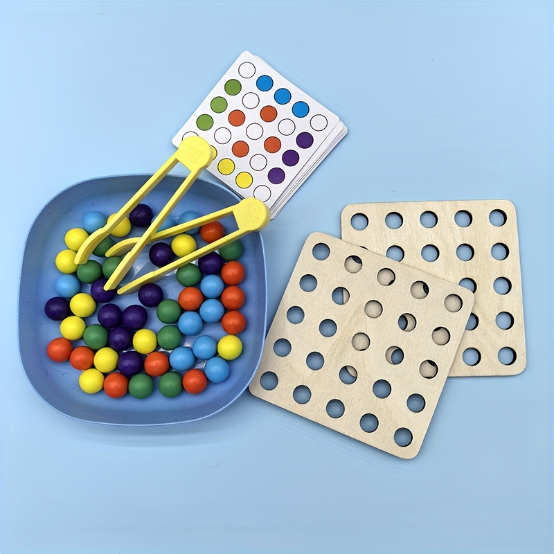 Dual Player Bead Game, Wooden Interactive Educational Game, Enhances Hand-eye Coordination And Color Recognition, Educational Game