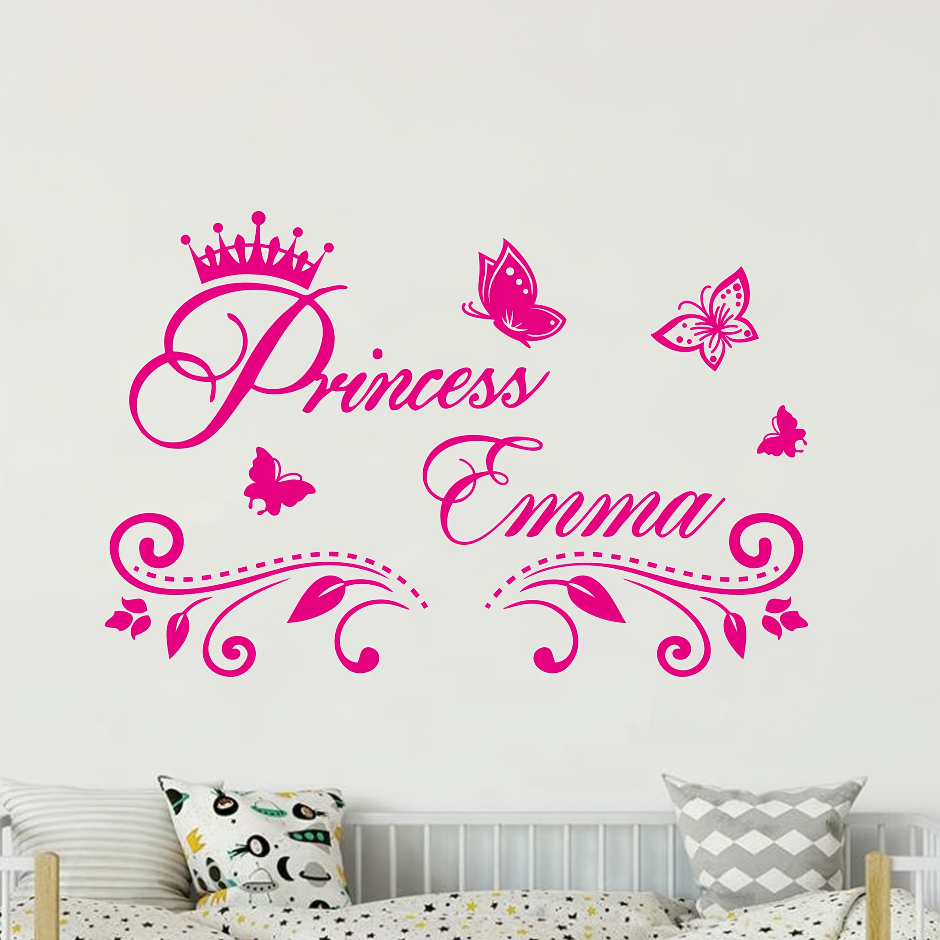 Princess Custom Design Crown Wall Sticker Home Bedroom Wall Decor Wall Stickers Personalized Name Wall Vinyl M397