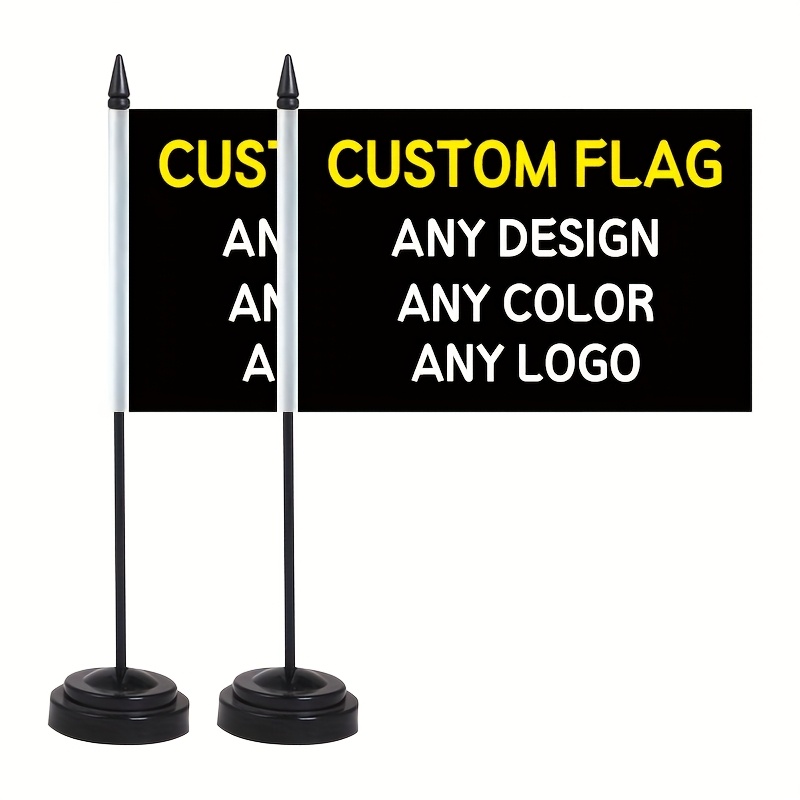 Customized Office Desk Flag Set - Personalized 8.3x5.5-inch Desktop Flag With Solid Plastic Flagpole, Polyester Single-sided Flag, Including Base, Office Decoration, Festival Celebration, Multi-purpos
