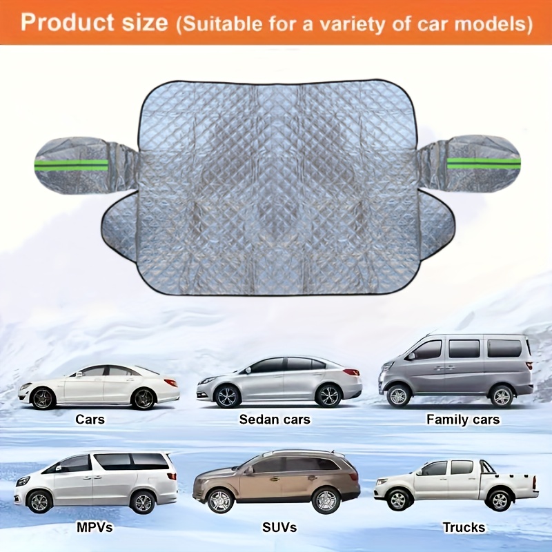 TEMU Housse de Voiture Demi-Couverture, Pare-Soleil Toutes Saisons, -Neige et Isolation Thermique, Couverture de Pare-Brise Épaisse -Neige