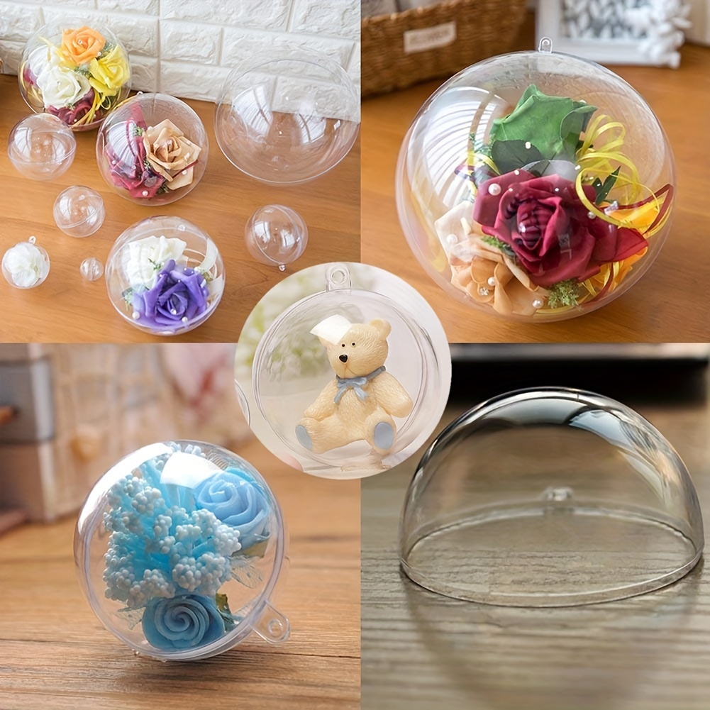 

12pcs Diy Plastic Fillable Christmas Decorations Tree Balls, Transparent Ball Gifts For Christmas, Wedding, Party, New Years Present, Home Decor
