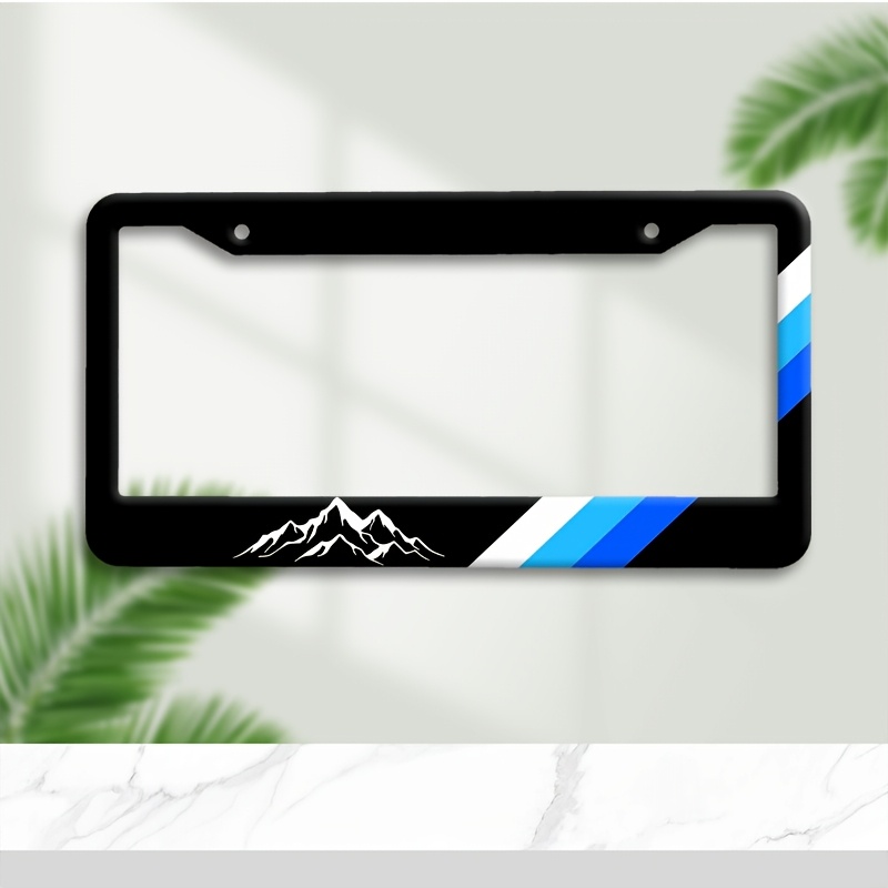 TEMU 1pc Aluminum License Plate Frame, Mountain And Pattern, Durable Aluminum Material, Sturdy And Long Lasting, Suitable As A Birthday Gift, Car