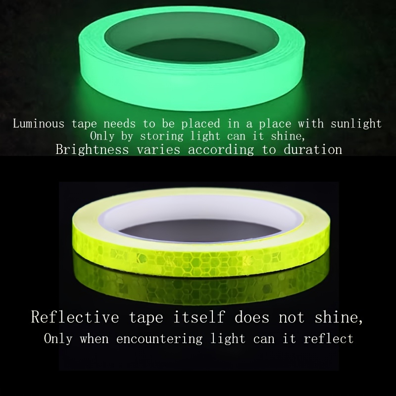 3pcs (2pcs Luminous Tape And 1pc Reflective Tape) Safety Warning Tape, Car And Bicycle Reflective Tape, High   And Not Easy to Fall Off, Luminous Warning Tape, Protecting Night Driving Safety And Warning  