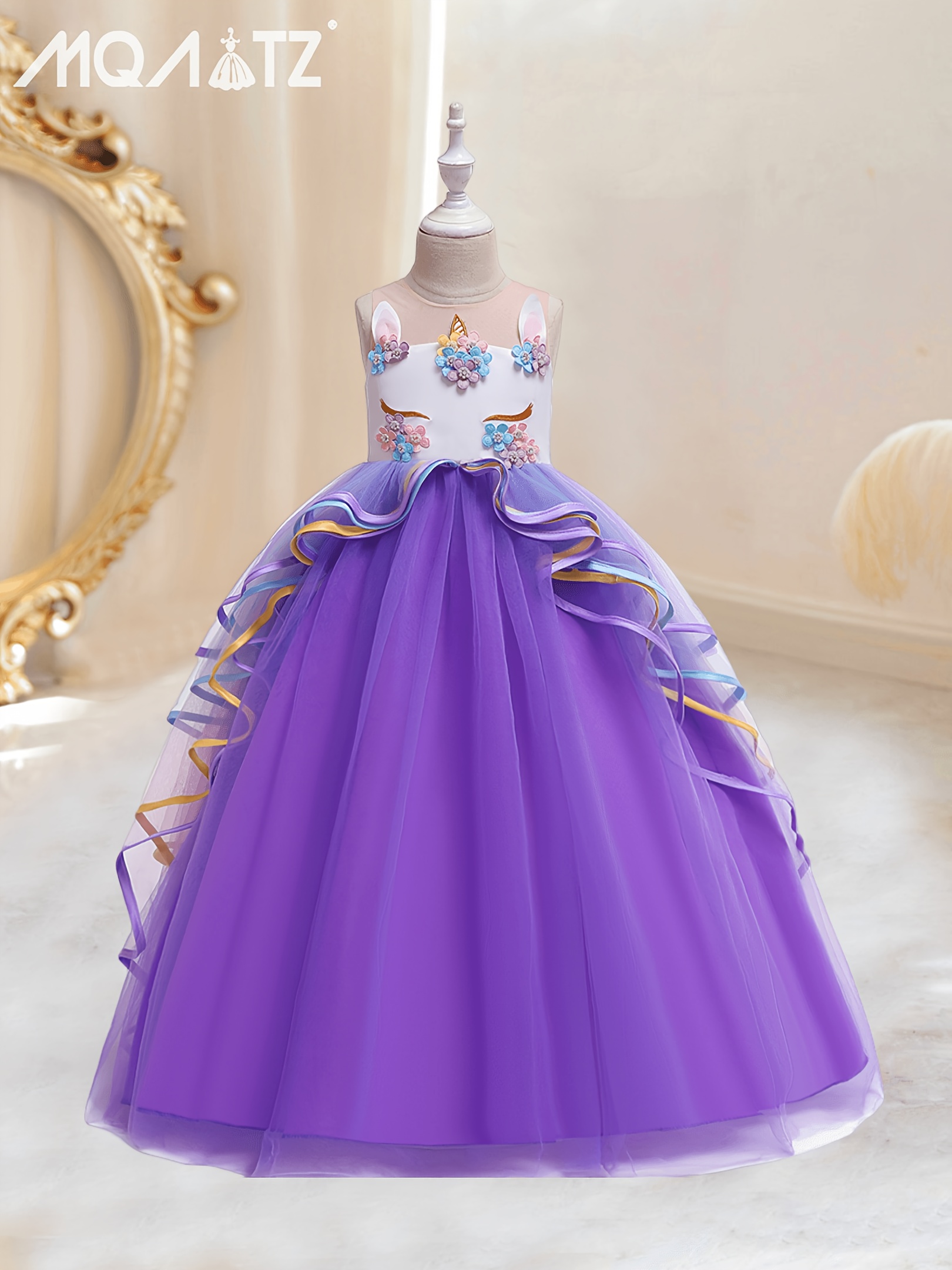 Unicorn Pattern Princess Dress Girl s Accessories Set Mesh A Temu Canada