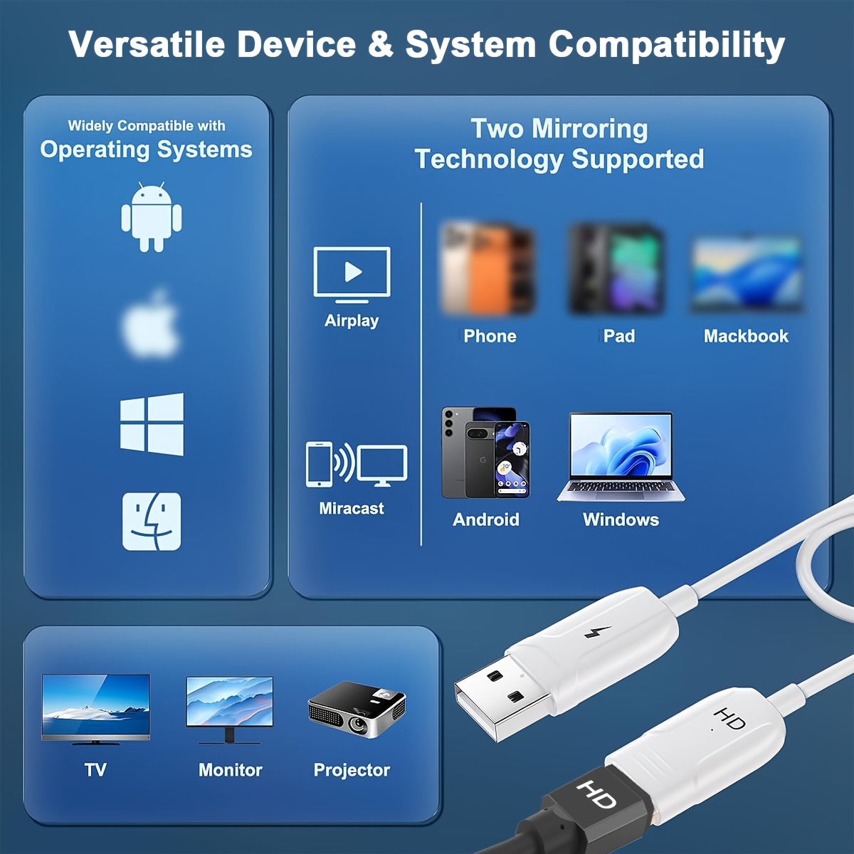 Wireless HDMI Mirroring Cable for Screen Mirroring