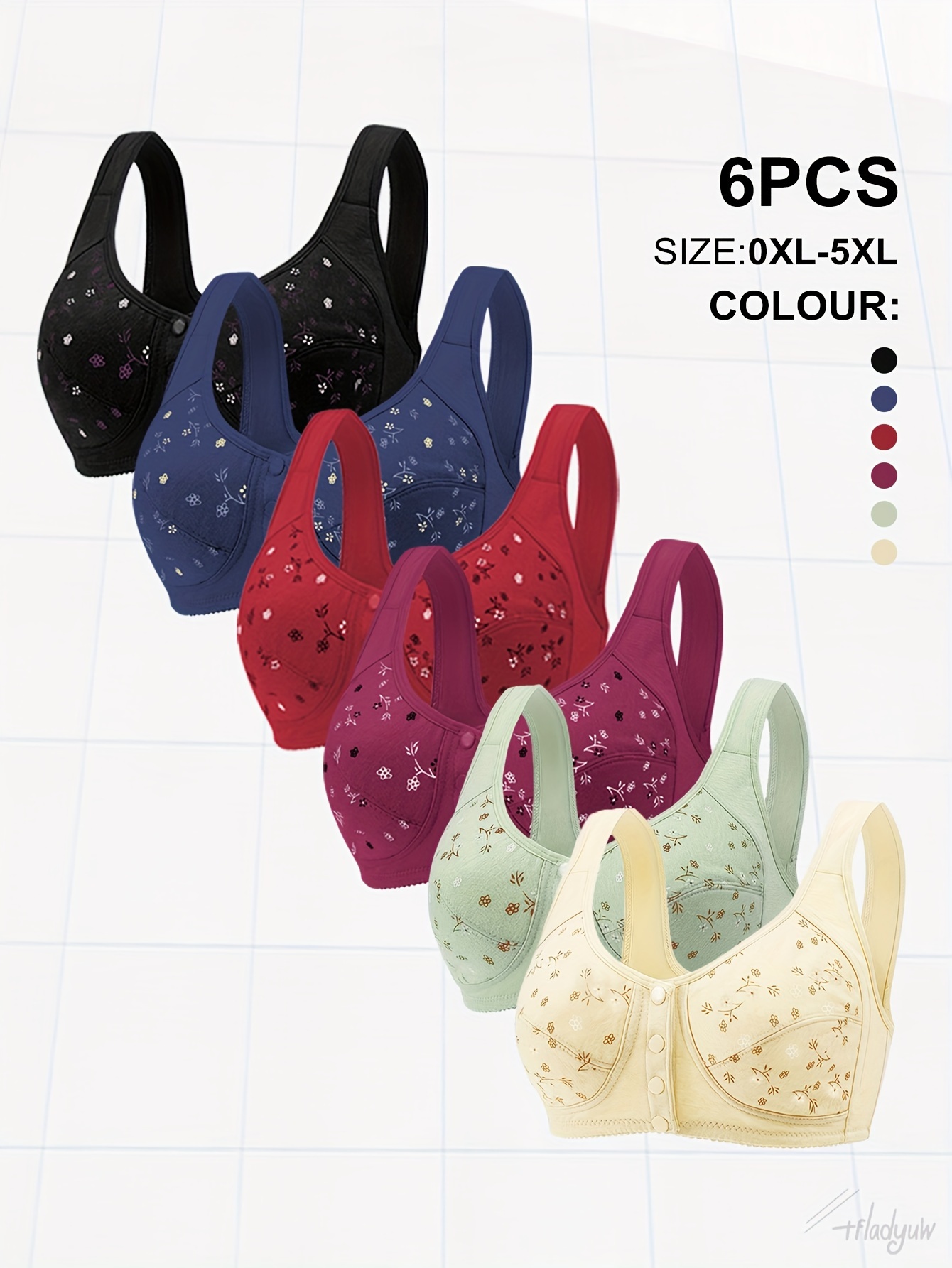6pcs womens autumn and winter printed front   underwear womens soft vest large size bra underwear women mixed   0