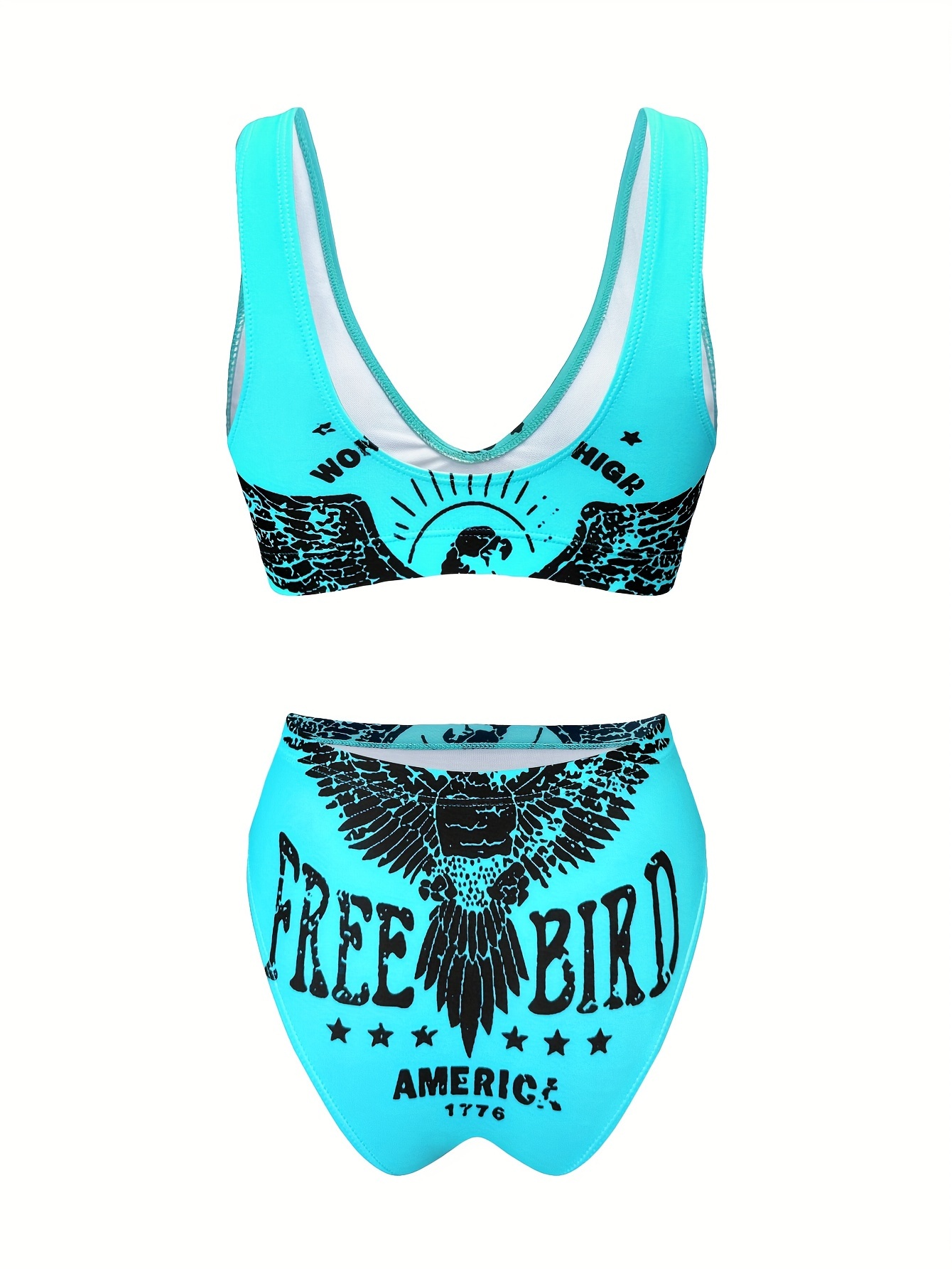 Factory Supply Fashionable Split Swimwear Women's Letter Print Two-Piece Bikini Beach Swimsuit