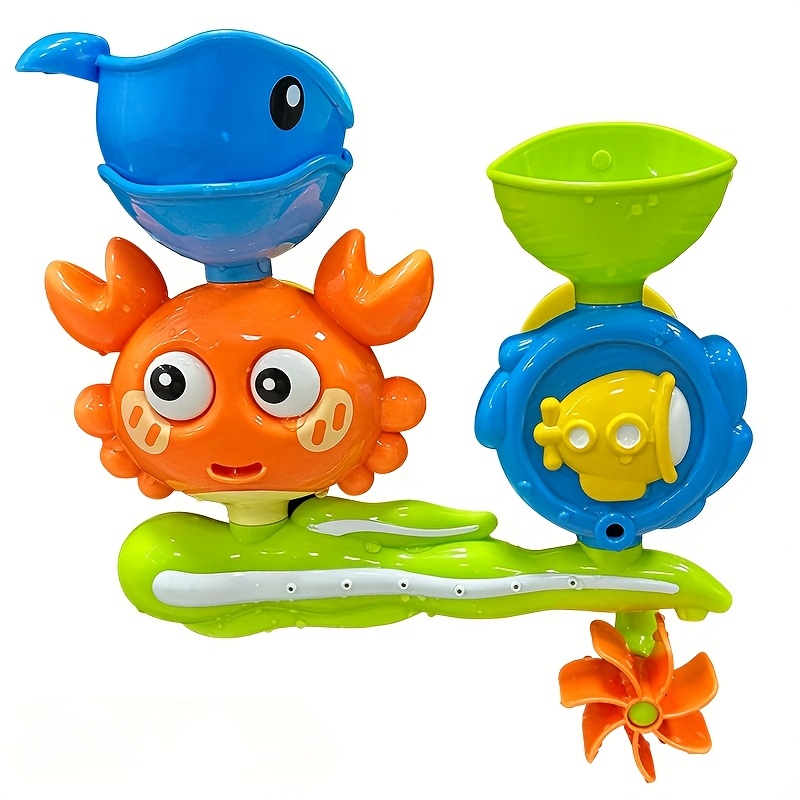TEMU Interactive Suction Cup Bath Toy Collection For Teenagers | Rotating Water Wheels, Fun Bath Toys, Durable Abs Material, Palette, Improves Motor