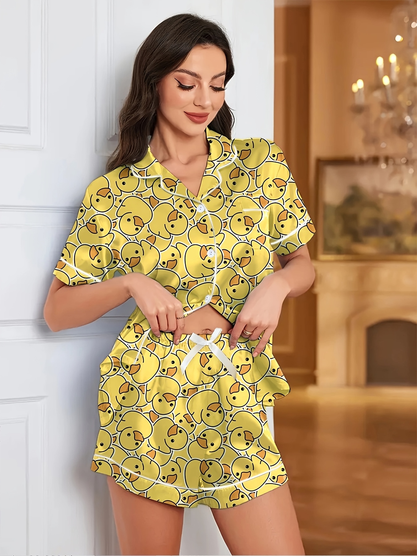 yellow pajamas sold on Temu United States