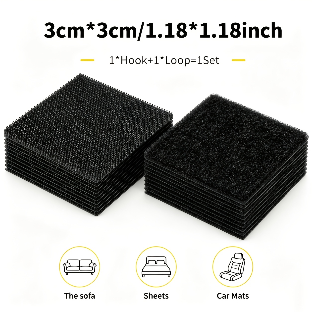 TEMU Self-adhesive Strong Nylon Tapes 200-pack Reusable Cable Management Straps Car Floor Mat Anti-slip Fixing Stickers Office Home Cable Organizers