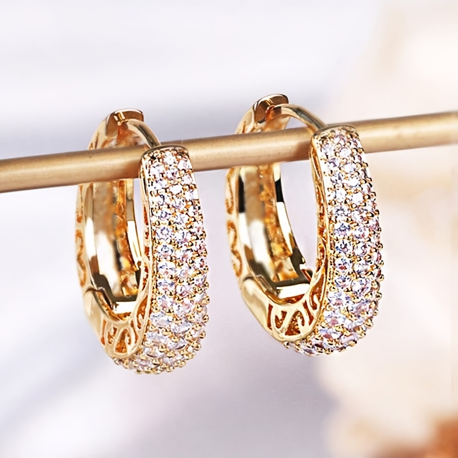 TEMU Boucles d'oreilles dorées polyvalentes de style hip-hop avec un design , boucles d'oreilles simples et élégantes pour femme
