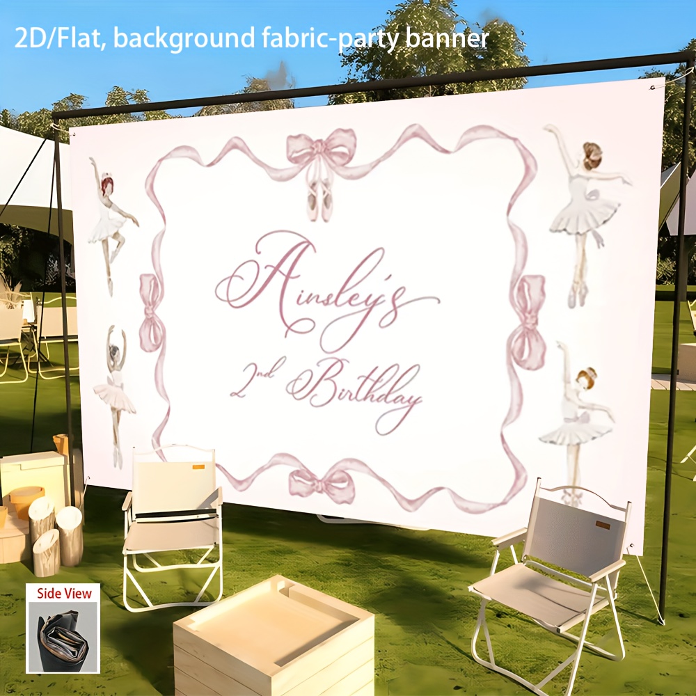 3-teiliges Ballerina Geburtstags-Banner Set – Rosa, Glitzernd, Mit Tänzer-Design
