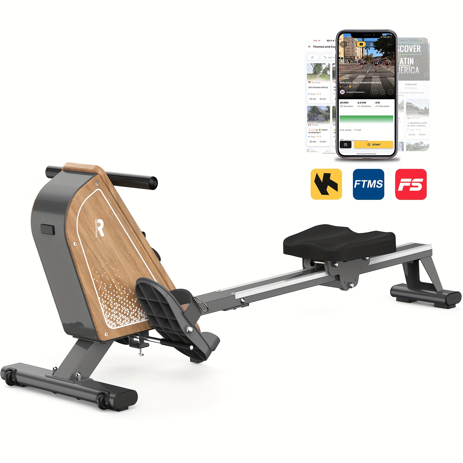 TEMU Mettlematic Rowing Machine For Home, Magnetic Rowing Machine With Wireless Monitor, 16 Resistance Levels, Compact Rowing Machine With 150kg