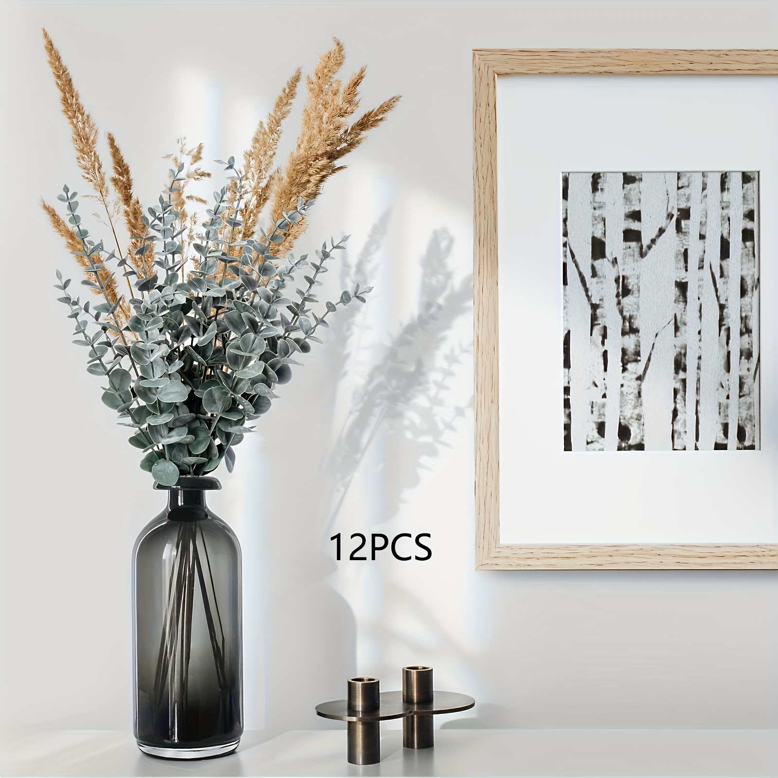 12pcs Home Decoration Simulation Eucalyptus Stems Valentine's Day Holiday Branches