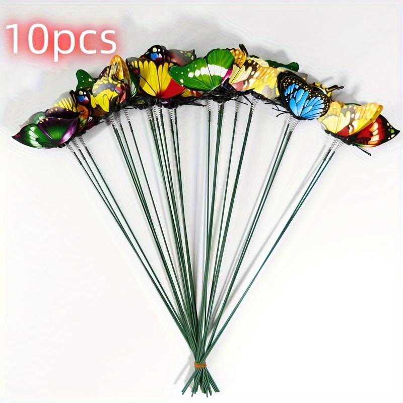 E-shop [3D] 10 Stück Leuchtende Schmetterlings-Stecker in zufälliger Form Farbe, die im Dunkeln leuchten – für die Außendekoration von Garten Rasen!