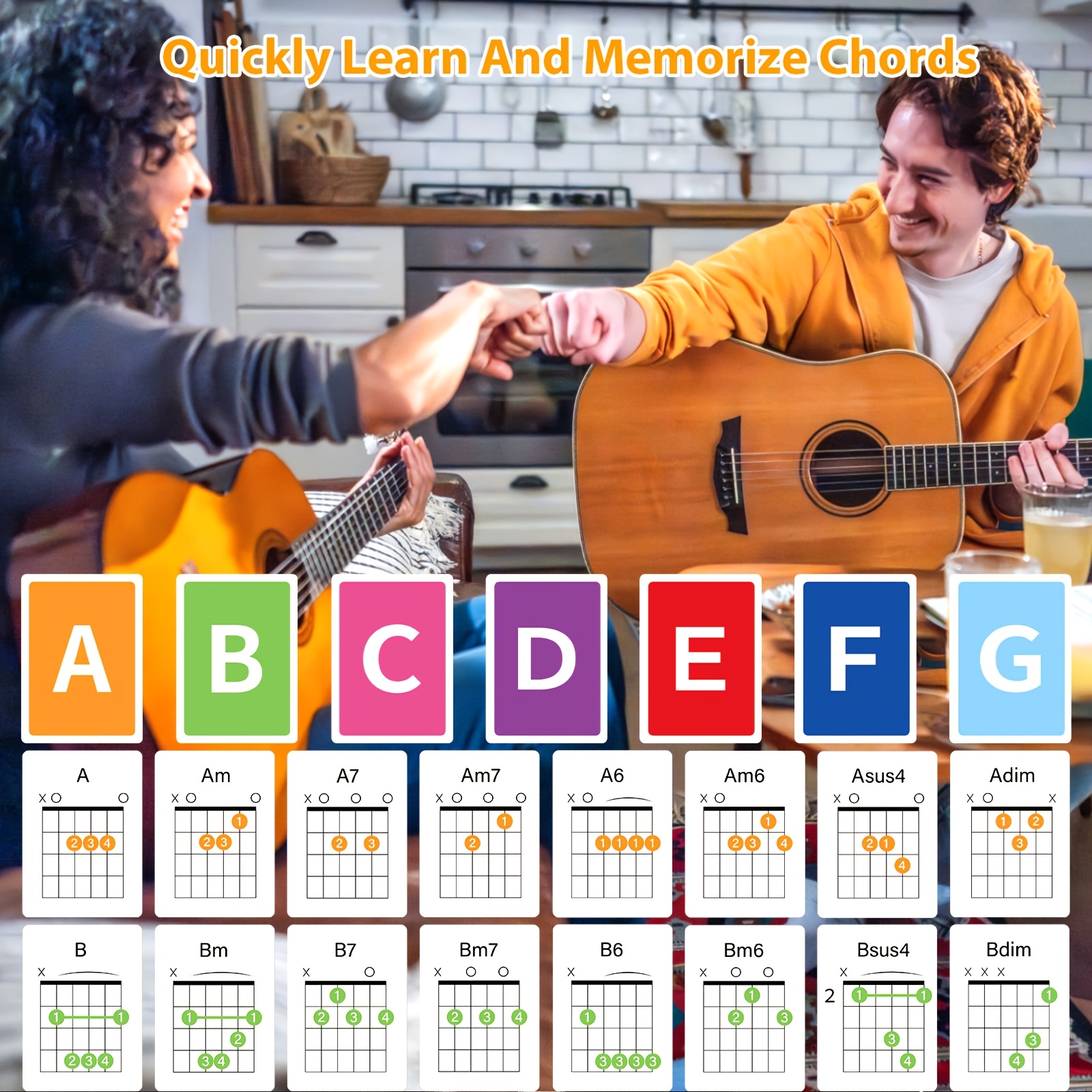 

56-card Set Guitar Chord Diagrams, Portable Pocket Cards, Essential Learning Tool For Guitar Beginners And Teachers, Office Supplies, Card Category