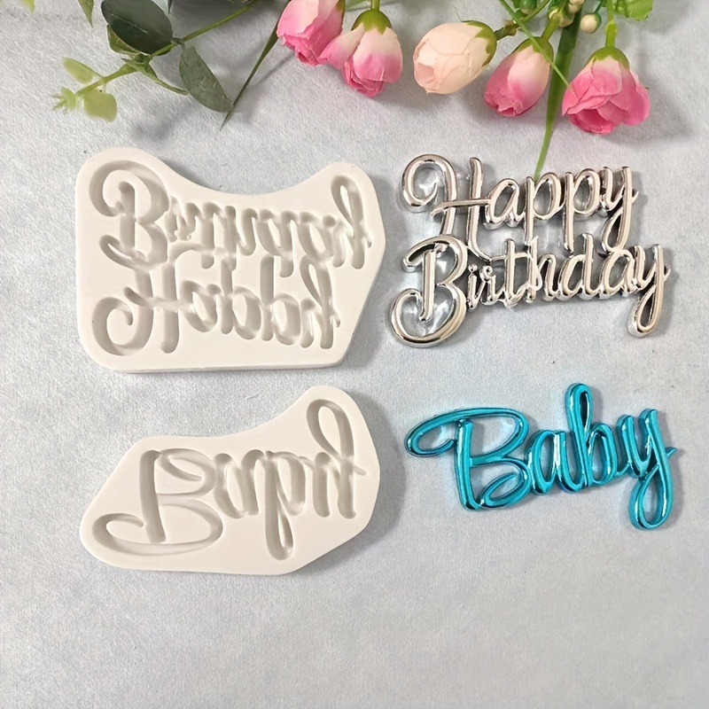 

1pc, Baby Happy Birthday Fondant Mold, 3d Silicone Mold, Candy Mold, Chocolate Mold, For Diy Cake Decorating Tool, Baking Tools, Kitchen Accessories