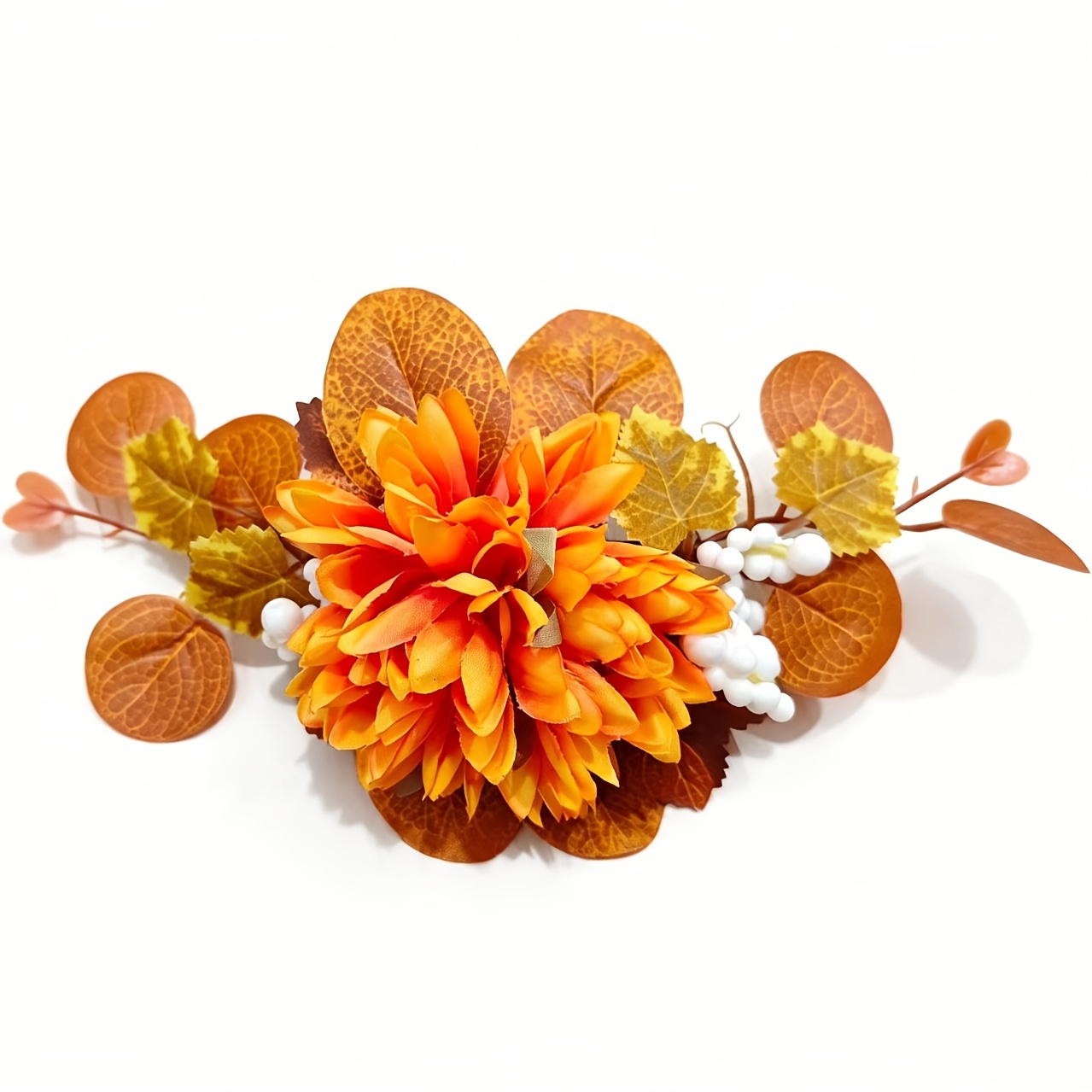 TEMU Fleurs artificielles Dalia feuille d'érable d'automne avec pinces, pinces de rideaux floraux, adaptées aux d'automne et aux décorations de fête