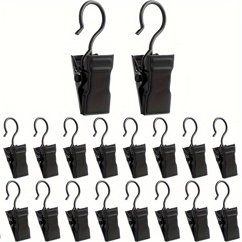 

20-pack Classic Black Stainless Steel Metal Clips With Hooks For Hanging Drapery, Multipurpose Set, Durable & Rust-resistant Window Treatment Hardware