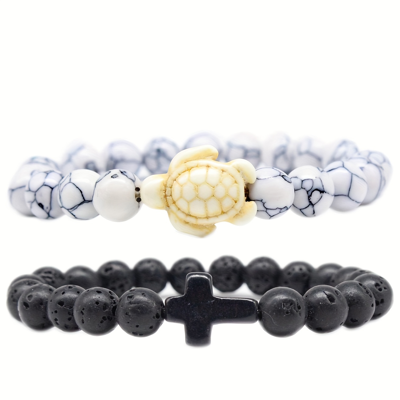 Beaded Cross Couple Bracelet Set