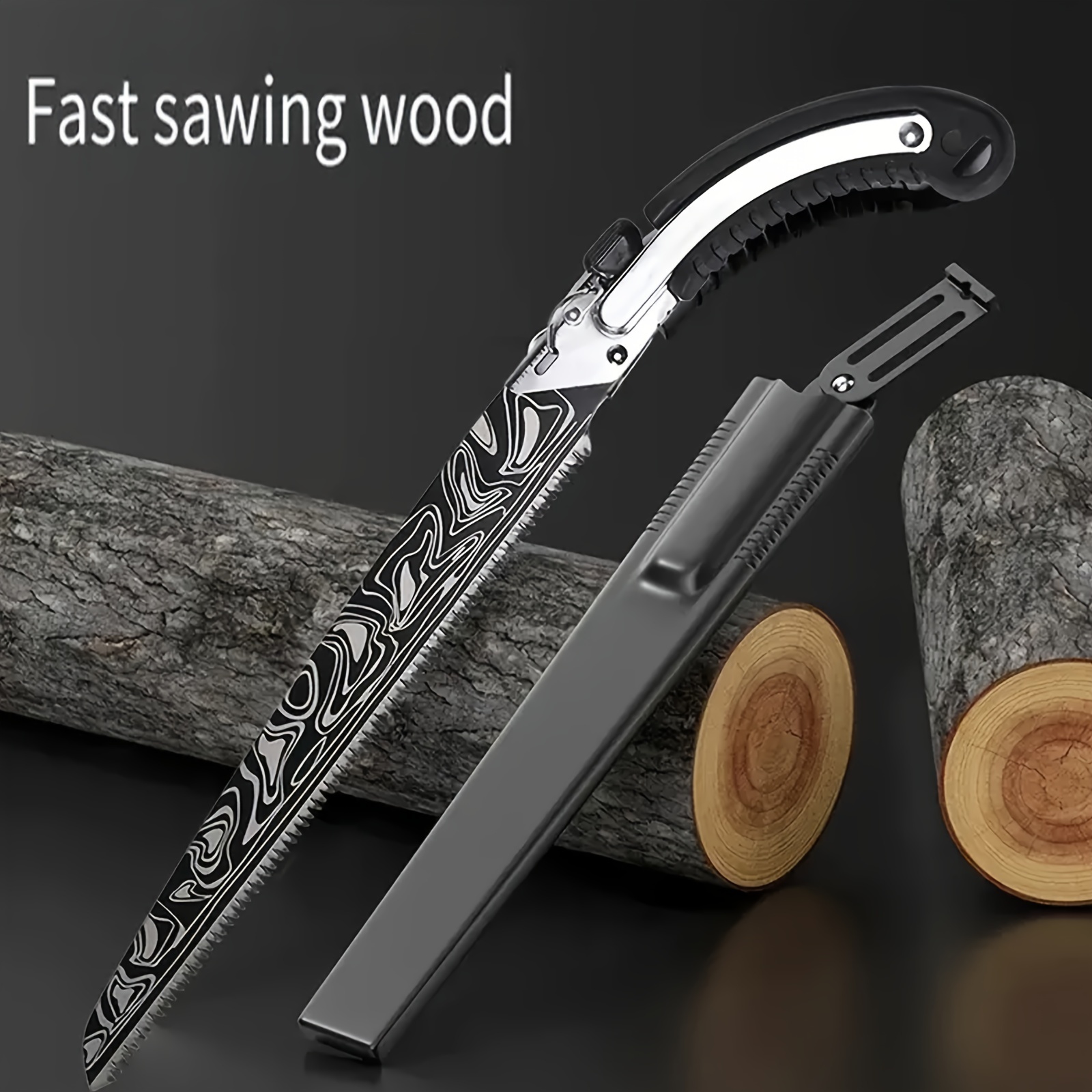 

High Manganese Steel Manual Pole Saw - Garden Trimming And Woodworking Hand Saw With Ergonomic Handle And Protective Cover - Metal With Tilting Ability, Suitable For Wood Use