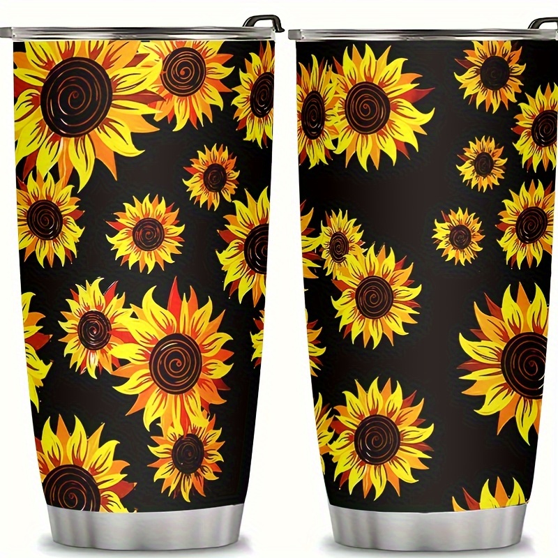 

Sunflower 20oz Stainless Steel - Vacuum Insulated With Lid & Straw, Iced Coffee, Handwash Only, Fits Most Car Holders